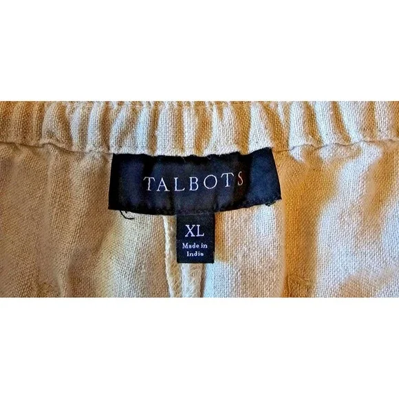Talbots Linen Shorts Womens XL light brown khaki drawstring shorts - Picture 3 of 4